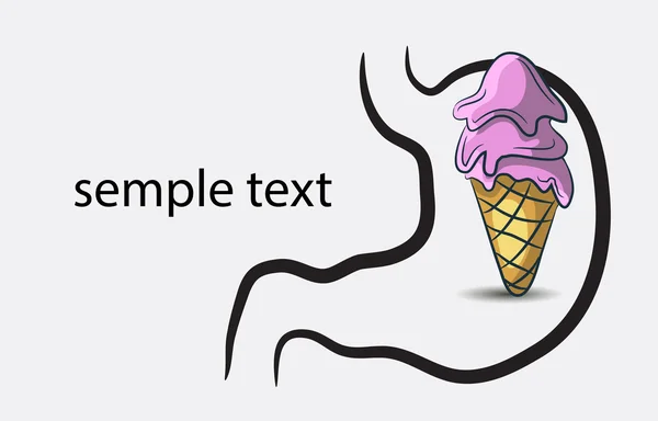 Icône d'estomac avec crème glacée — Image vectorielle