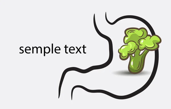 Icône d'estomac avec brocoli — Image vectorielle