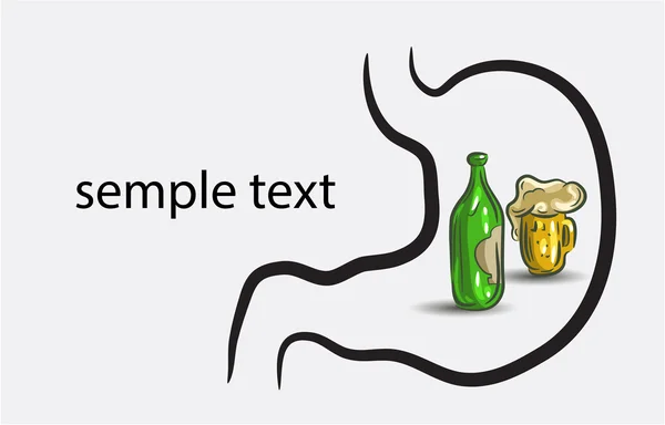 Icône de l'estomac avec de la bière — Image vectorielle