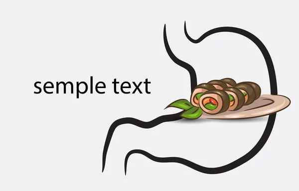 Icône de l'estomac avec des sushis — Image vectorielle
