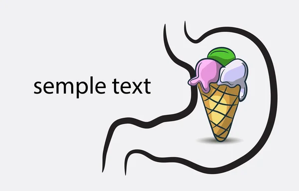 Icono del estómago con helado — Vector de stock