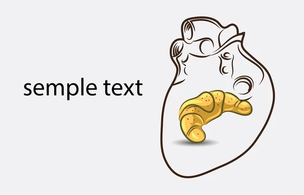 Coeur avec croissant — Image vectorielle