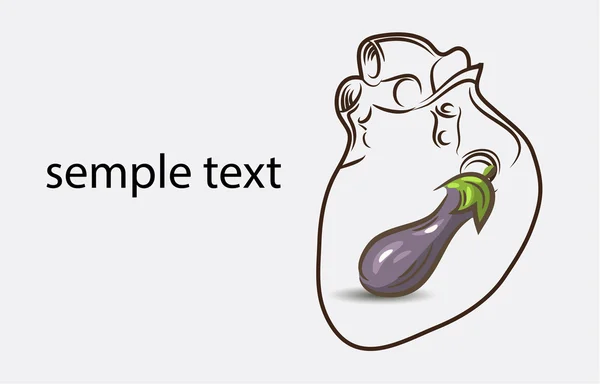 Coeur avec aubergine — Image vectorielle