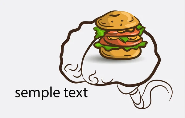 Fondo cerebral con hamburguesa — Vector de stock