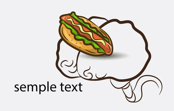 Brain background avec hotdog — Image vectorielle
