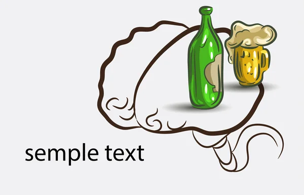 Mozek s pivní láhev — Stockový vektor