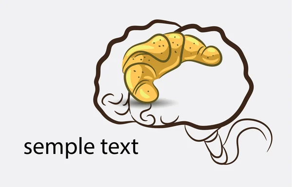 Fondo cerebral con croissant — Vector de stock