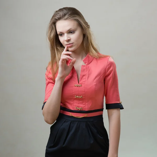 Slender pleasant girl in a pink dress — Stock Photo, Image