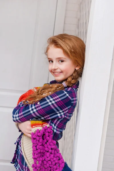 Beautiful girl in a plaid shirt — Stock Photo, Image