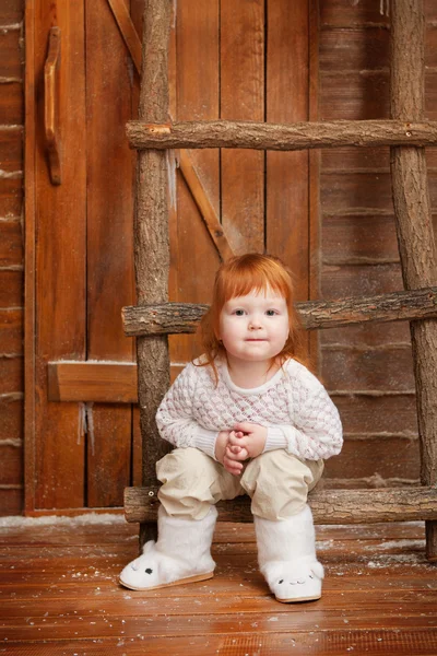 Little girl on the porch — Stock Photo, Image