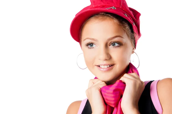 Beautiful girl in a cap — Stock Photo, Image