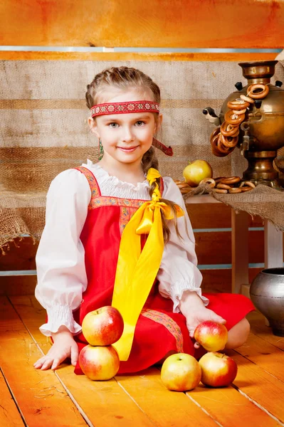 Girl in a national sarafan — Stock Photo, Image