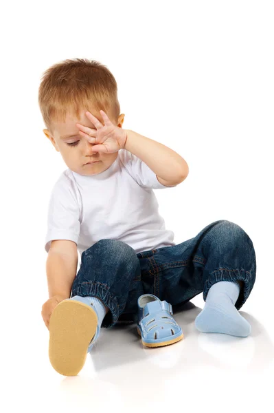 Niño con sandalias — Foto de Stock