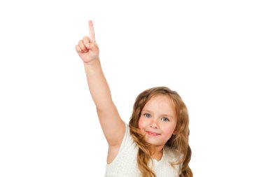 Kız bir parmak işaret eden.