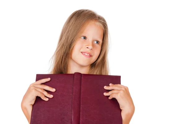 Hermosa niña sosteniendo un libro — Foto de Stock