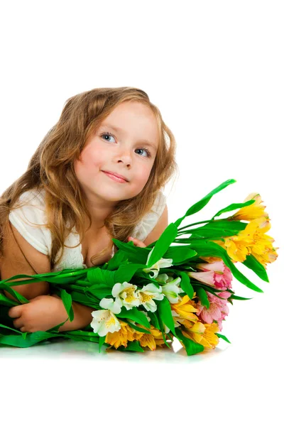 Meisje met een boeket — Stockfoto