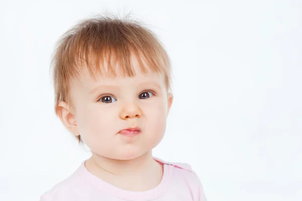 Funny baby, on a gray background — Stock Photo, Image