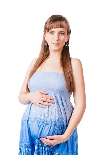 Portrait d'une femme enceinte, isolée sur blanc — Photo