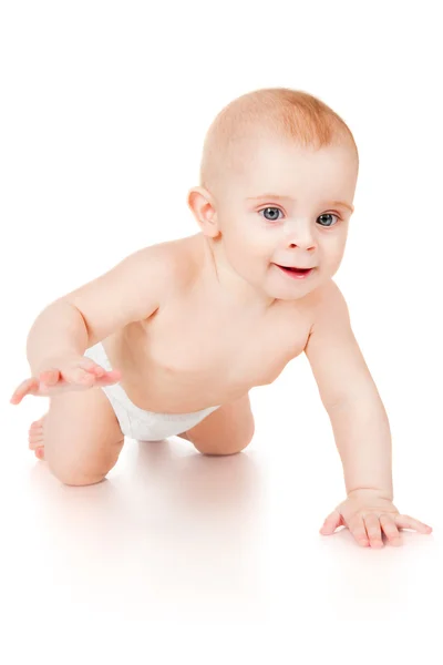 Smiling baby crawling forward — Stock Photo, Image