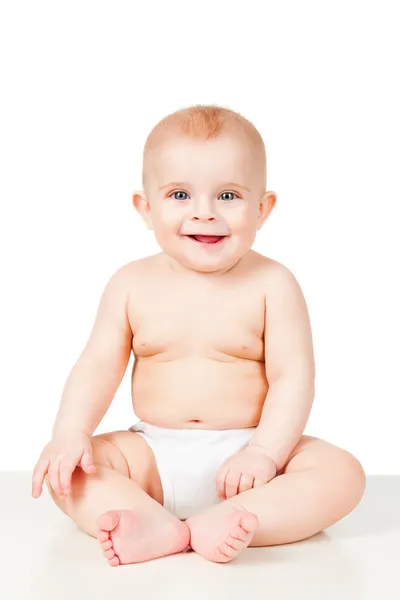 Hilarious baby is sitting — Stock Photo, Image