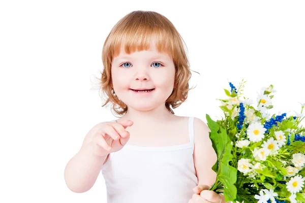 Menina bonita com flores — Fotografia de Stock