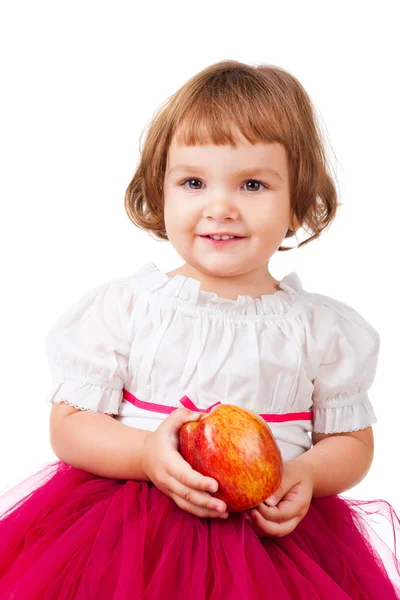 The little girl with an apple — Stock Photo, Image