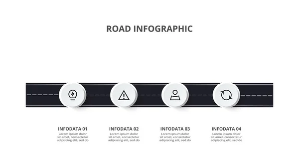 Road Concept Infographic Steps Options Parts Processes — Stock Vector