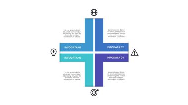 4 adım, seçenek, parça veya süreçle bilgi için yaratıcı bir kavram.