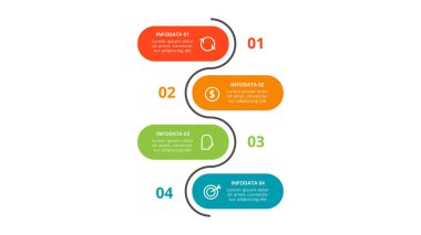 4 adım, seçenek, parça veya süreçle bilgi için yaratıcı bir kavram.