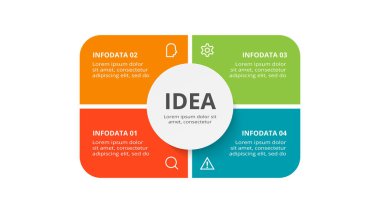 4 adım, seçenek, parça veya süreçle bilgi için yaratıcı bir kavram.