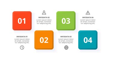 4 adım, seçenek, parça veya süreçle bilgi için yaratıcı bir kavram.