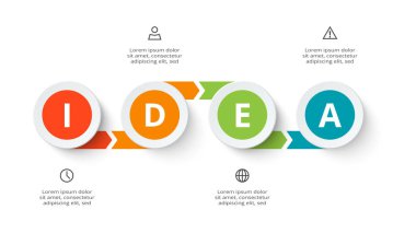 4 adım, seçenek, parça veya süreçle bilgi için yaratıcı bir kavram.