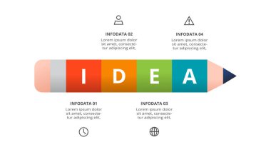 4 adım, seçenek, parça veya süreçle bilgi için yaratıcı bir kavram.