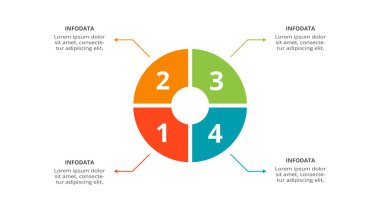 4 adım, seçenek, parça veya süreçle bilgi için yaratıcı bir kavram.