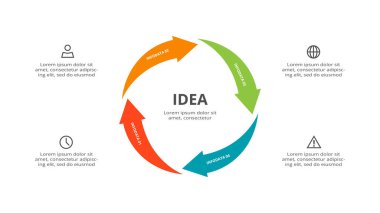 4 adım, seçenek, parça veya süreçle bilgi için yaratıcı bir kavram.