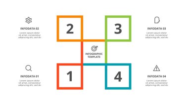 4 adım, seçenek, parça veya süreçle bilgi için yaratıcı bir kavram.