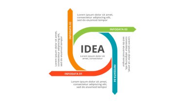 4 adım, seçenek, parça veya süreçle bilgi için yaratıcı bir kavram.
