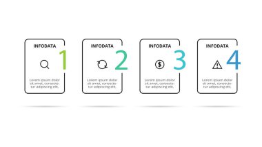 4 adım, seçenek, parça veya süreçle bilgi için yaratıcı bir kavram