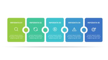 5 adım, seçenek, parça veya süreçle bilgi için yaratıcı bir kavram