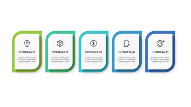 5 adım, seçenek, parça veya süreçle bilgi için yaratıcı bir kavram.