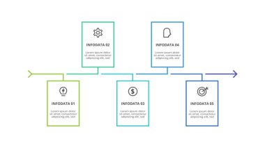 5 elemente sahip zaman çizelgesi, web için bilgi şablonu, iş