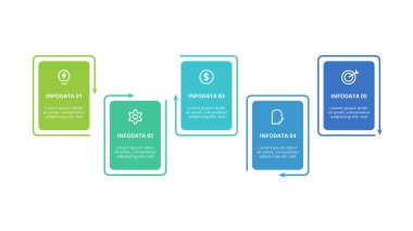 5 elemente sahip zaman çizelgesi, web için bilgi şablonu, iş