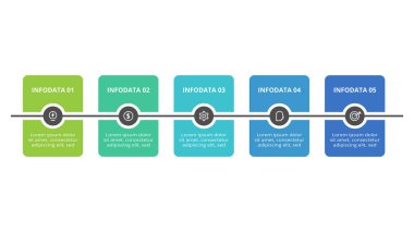5 adım, seçenek, parça veya süreçle bilgi için yaratıcı bir kavram.