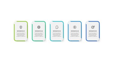 5 adım, seçenek, parça veya süreçle bilgi için yaratıcı bir kavram.