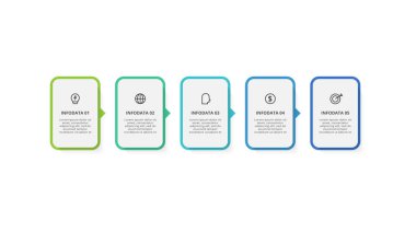 5 adım, seçenek, parça veya süreçle bilgi için yaratıcı bir kavram.