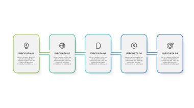 5 adım, seçenek, parça veya süreçle bilgi için yaratıcı bir kavram.