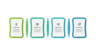 4 adım, seçenek, parça veya süreçle bilgi için yaratıcı bir kavram.