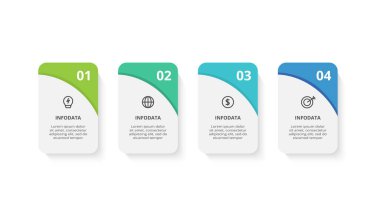 4 adım, seçenek, parça veya süreçle bilgi için yaratıcı bir kavram.