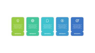 5 adım, seçenek, parça veya süreçle bilgi için yaratıcı bir kavram.