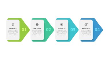 4 adım, seçenek, parça veya süreçle bilgi için yaratıcı bir kavram.